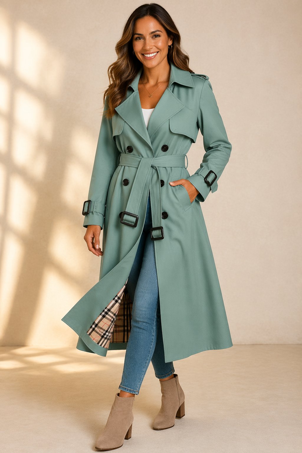 Scarlett | Women's Double-Breasted Belted Long Trench Coat