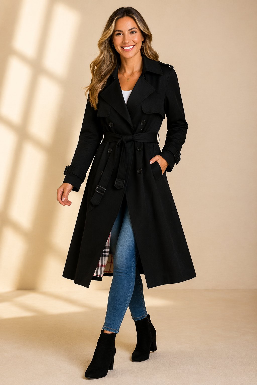 Scarlett | Women's Double-Breasted Belted Long Trench Coat