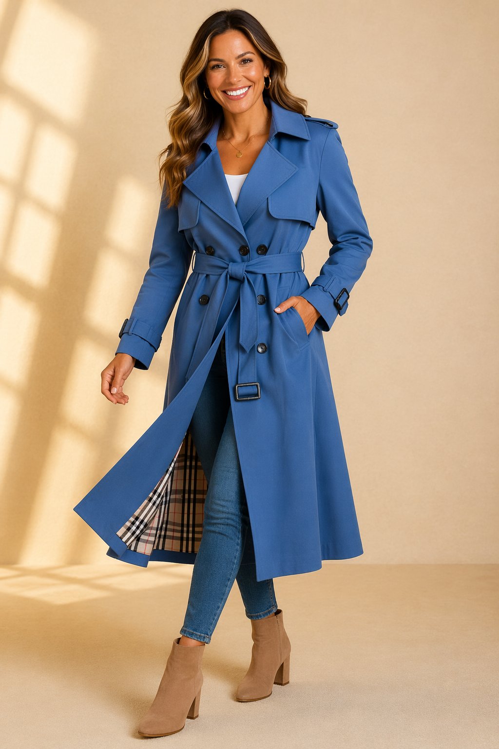 Scarlett | Women's Double-Breasted Belted Long Trench Coat