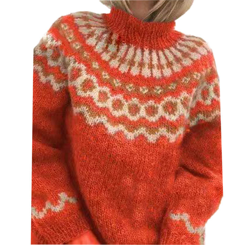 Anne: jersey navideño para mujer de punto Fair Isle con cuello alto