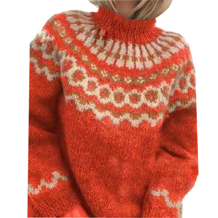 Anne: jersey navideño para mujer de punto Fair Isle con cuello alto