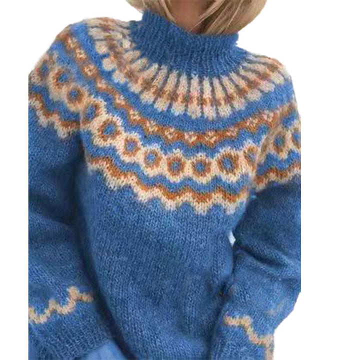 Anne: jersey navideño para mujer de punto Fair Isle con cuello alto