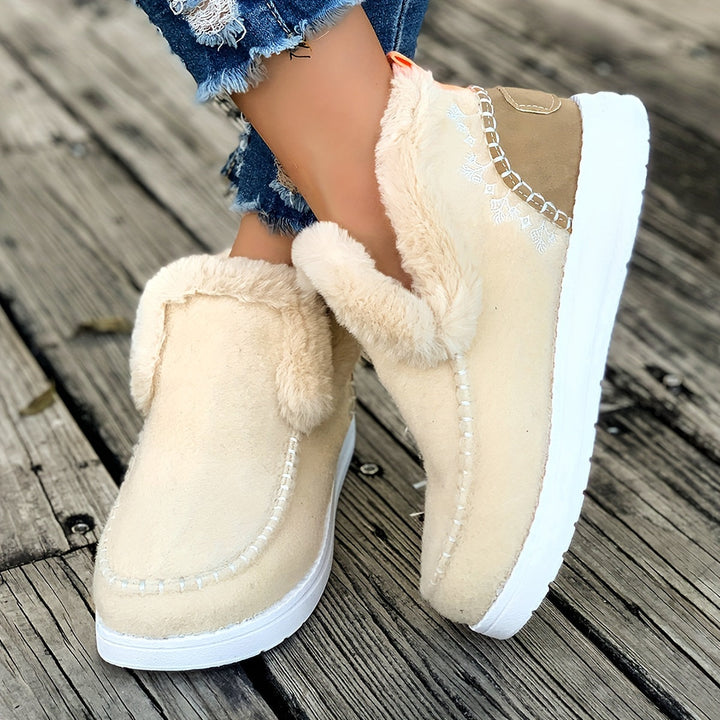 Jane - Chaussons femme doublés de fausse fourrure, style mocassins