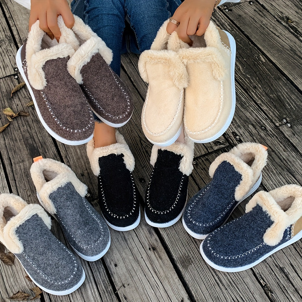 Jane - Chaussons femme doublés de fausse fourrure, style mocassins