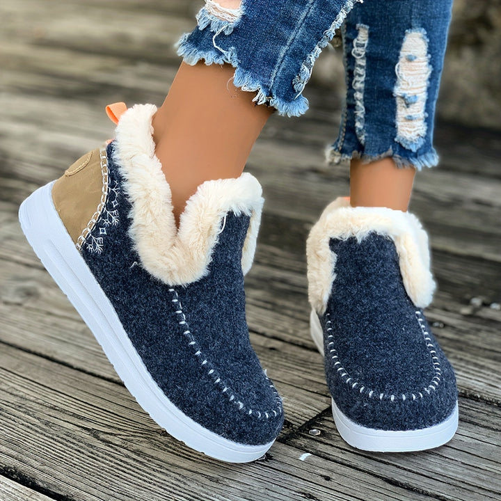 Jane - Chaussons femme doublés de fausse fourrure, style mocassins