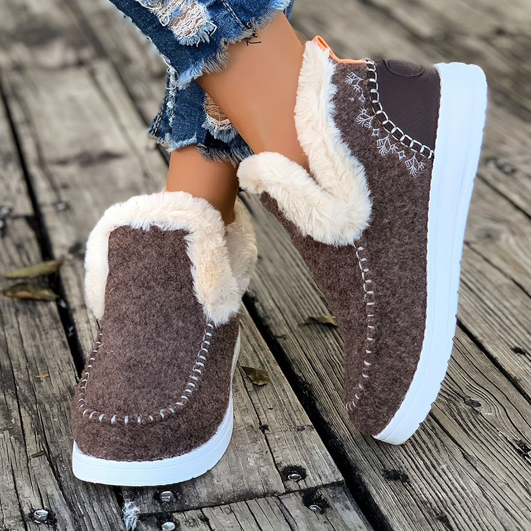 Jane - Chaussons femme doublés de fausse fourrure, style mocassins