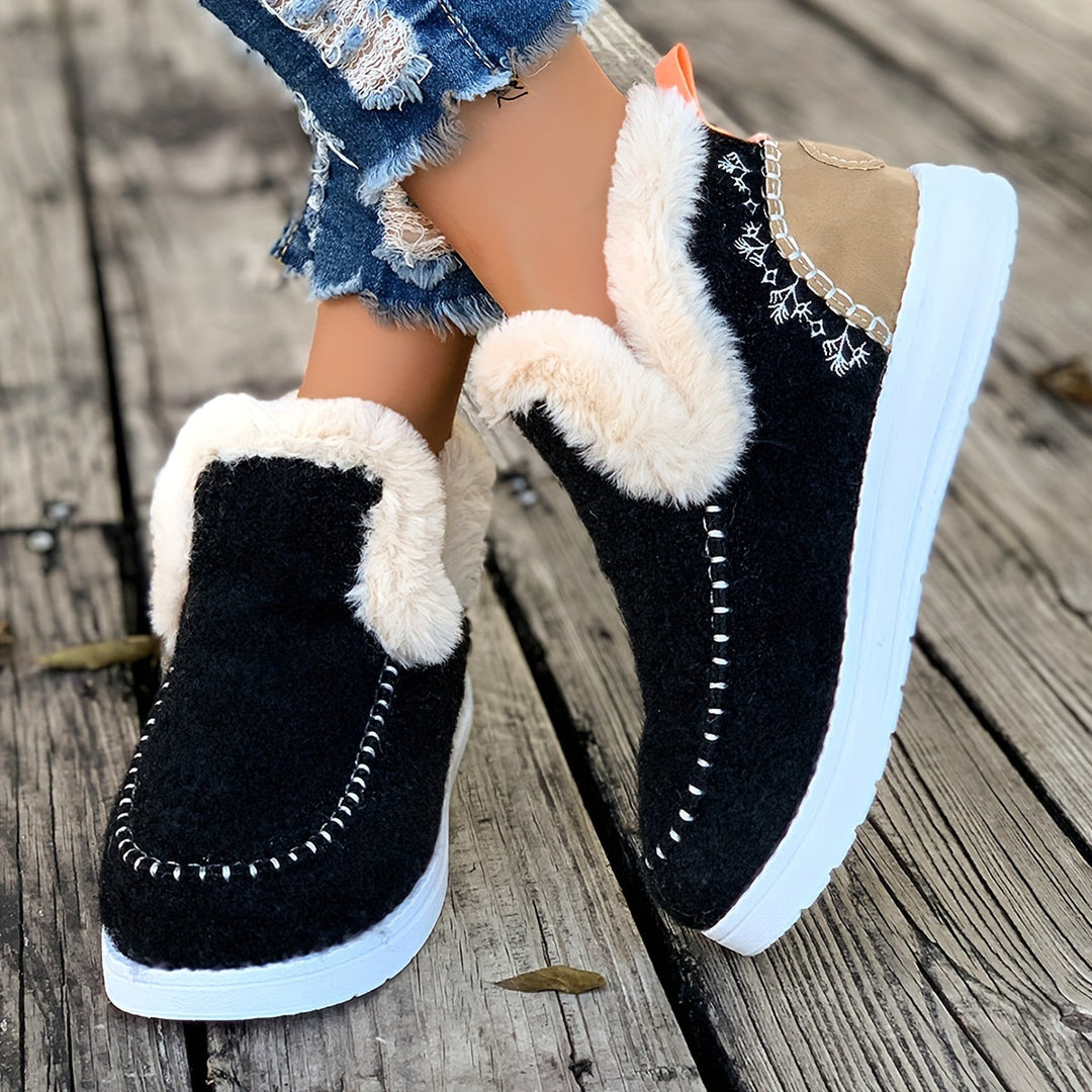 Jane - Chaussons femme doublés de fausse fourrure, style mocassins