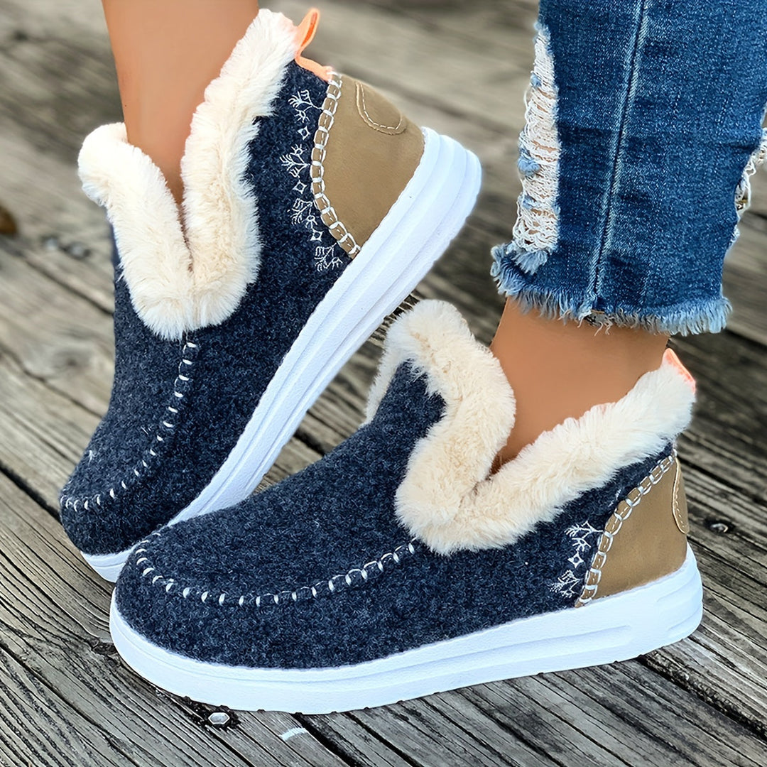 Jane - Chaussons femme doublés de fausse fourrure, style mocassins