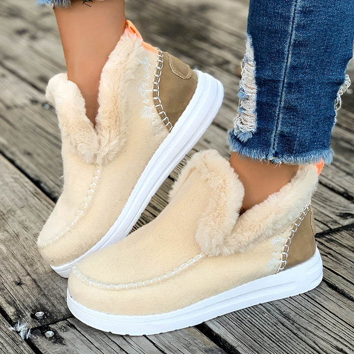 Jane - Chaussons femme doublés de fausse fourrure, style mocassins
