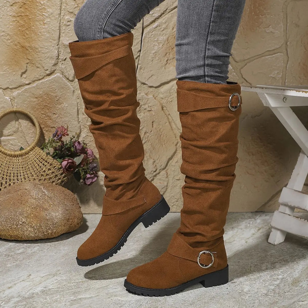 Melody: botas planas hasta la rodilla para mujer, ideales para el día a día