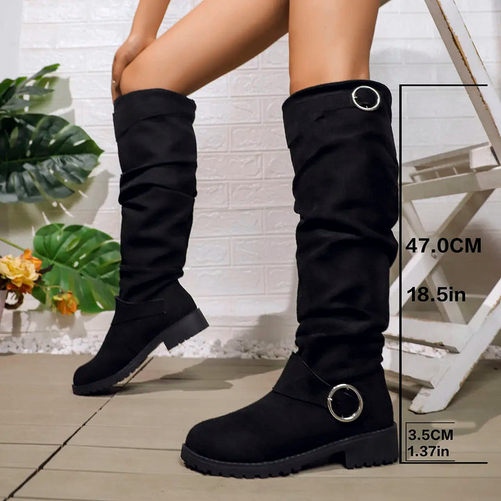 Melody: botas planas hasta la rodilla para mujer, ideales para el día a día
