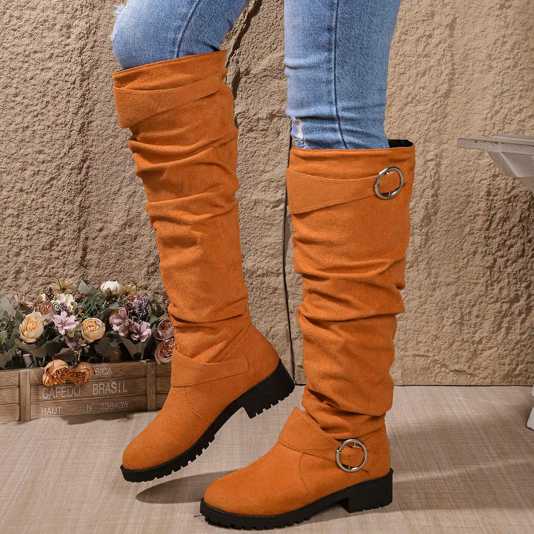 Melody: botas planas hasta la rodilla para mujer, ideales para el día a día