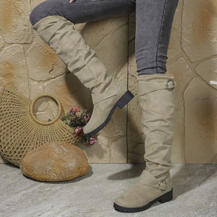 Melody: botas planas hasta la rodilla para mujer, ideales para el día a día