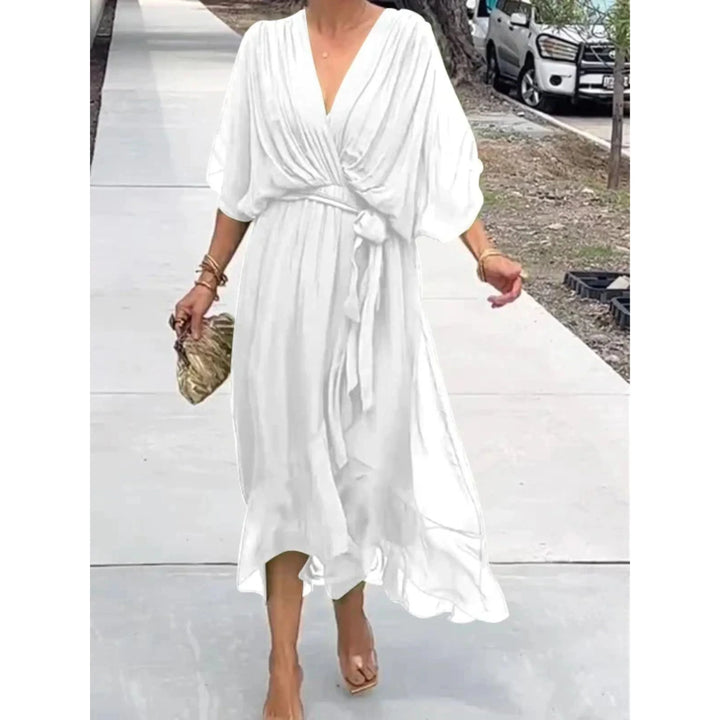 Evie - Women's Flowing Maxi Dress with Tie Waist