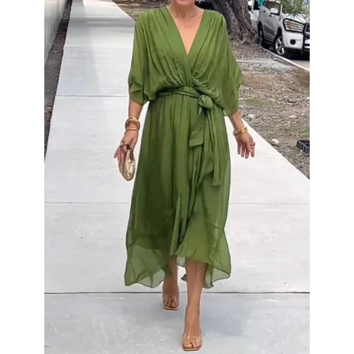 Evie - Women's Flowing Maxi Dress with Tie Waist