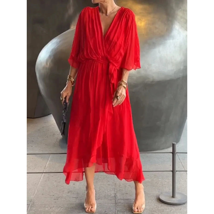 Evie - Women's Flowing Maxi Dress with Tie Waist