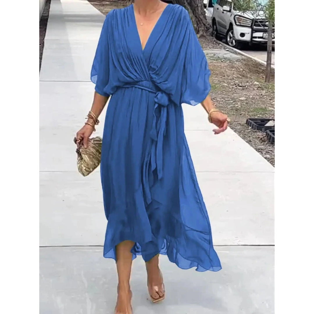 Evie - Women's Flowing Maxi Dress with Tie Waist