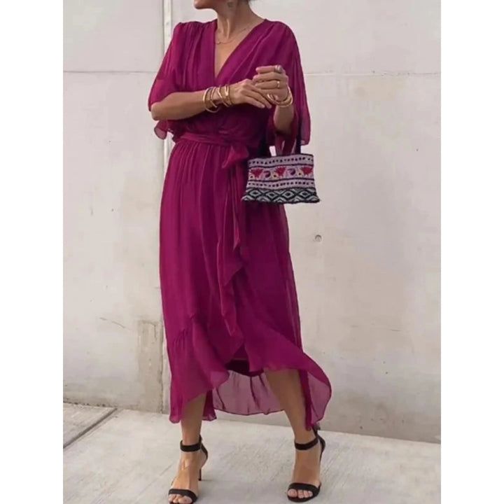 Evie - Women's Flowing Maxi Dress with Tie Waist