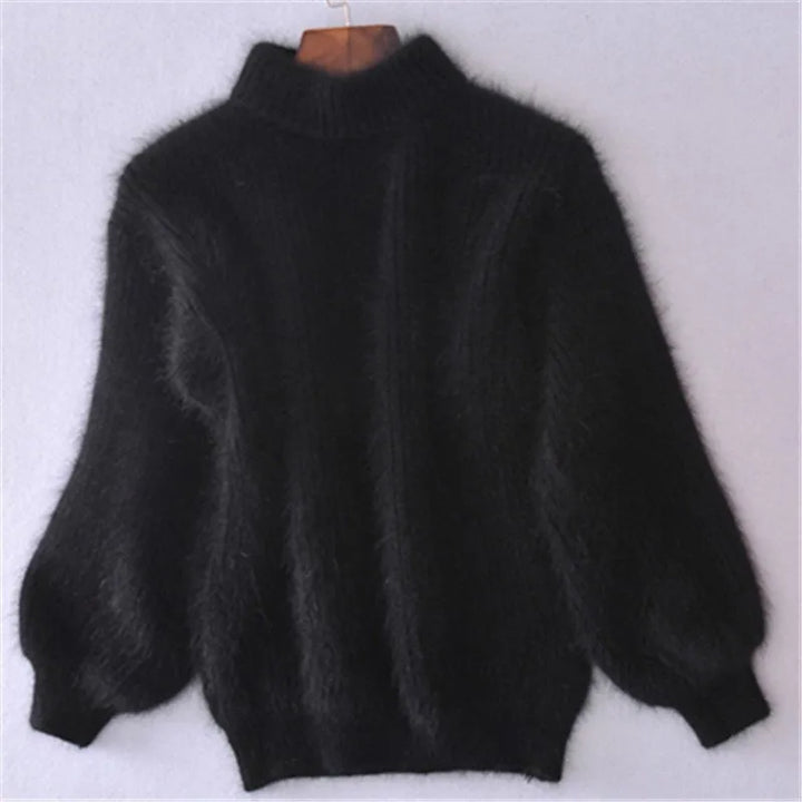 Women's High Neck Jumper with Puff Sleeves - photo 9