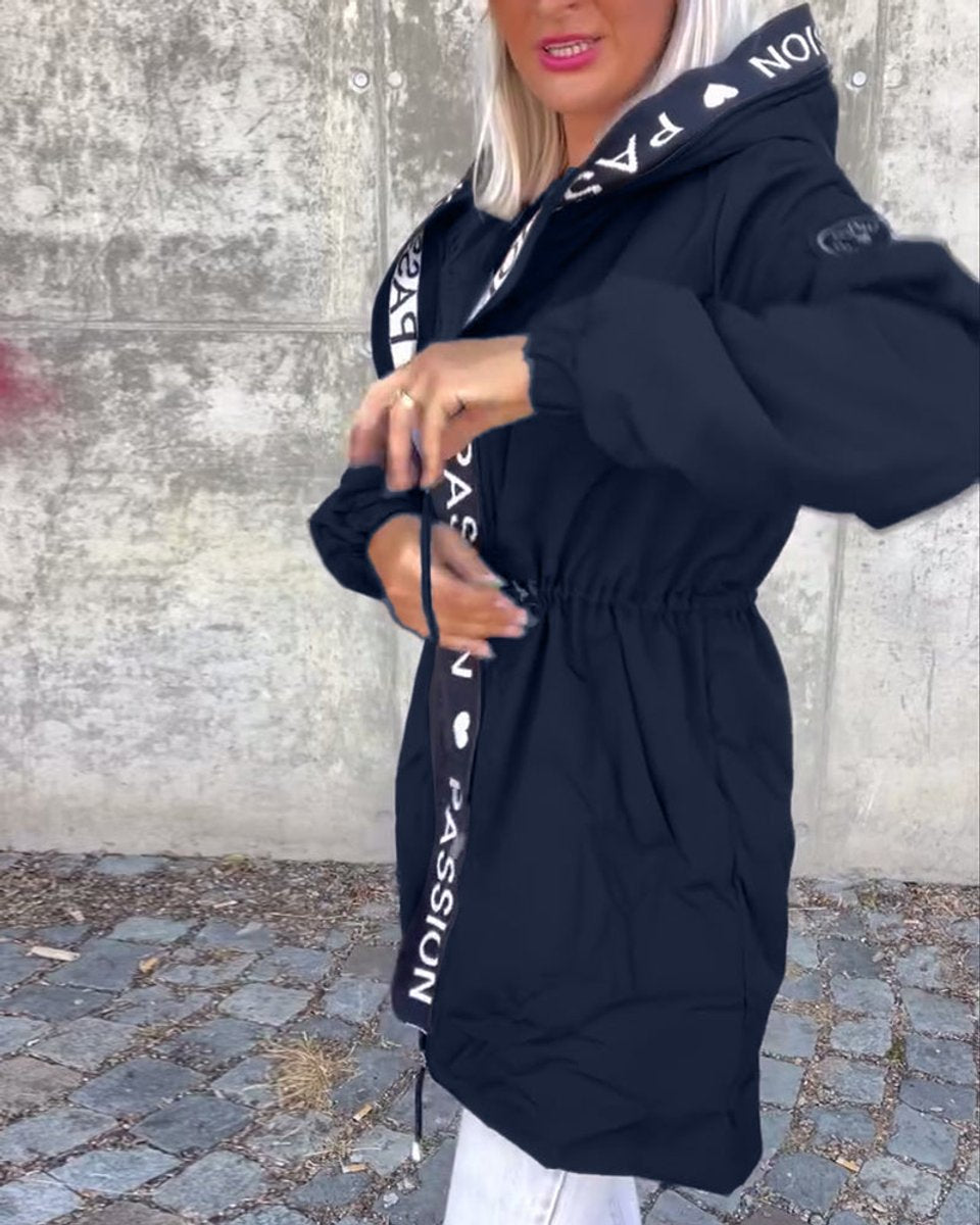 Bonnie: abrigo tipo parka con capucha para mujer y cintura ajustable con cordón