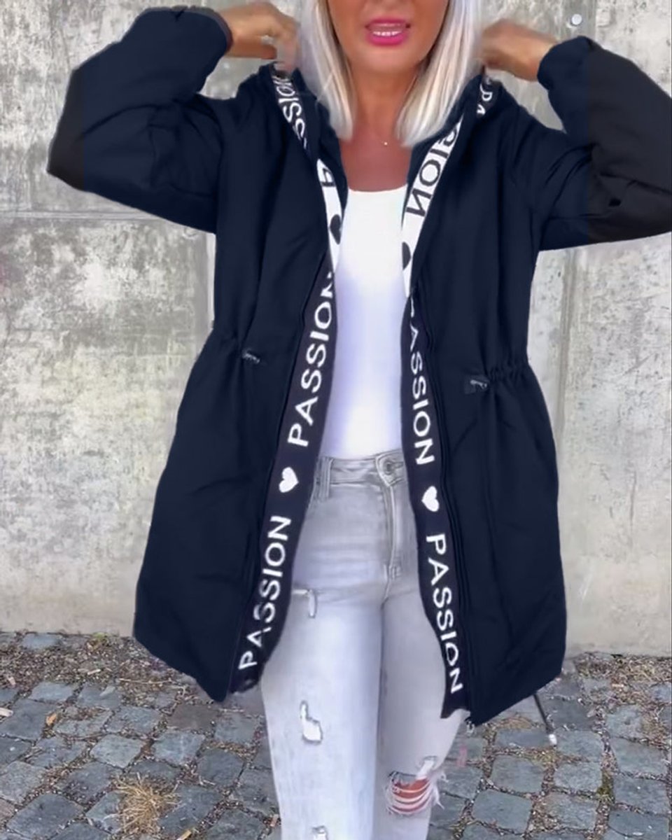 Bonnie: abrigo tipo parka con capucha para mujer y cintura ajustable con cordón