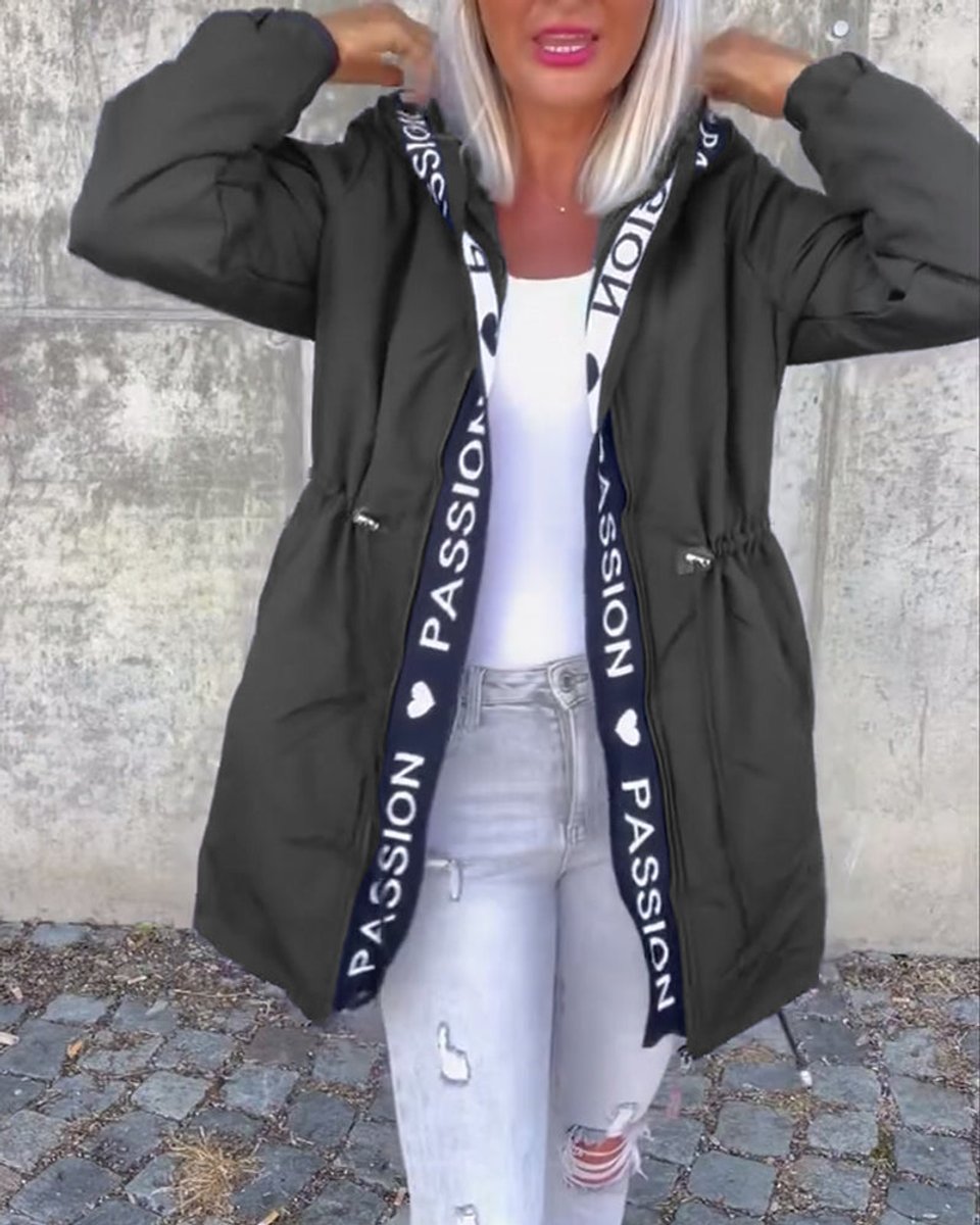 Bonnie: abrigo tipo parka con capucha para mujer y cintura ajustable con cordón