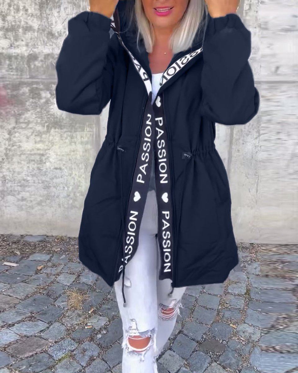 Bonnie: abrigo tipo parka con capucha para mujer y cintura ajustable con cordón