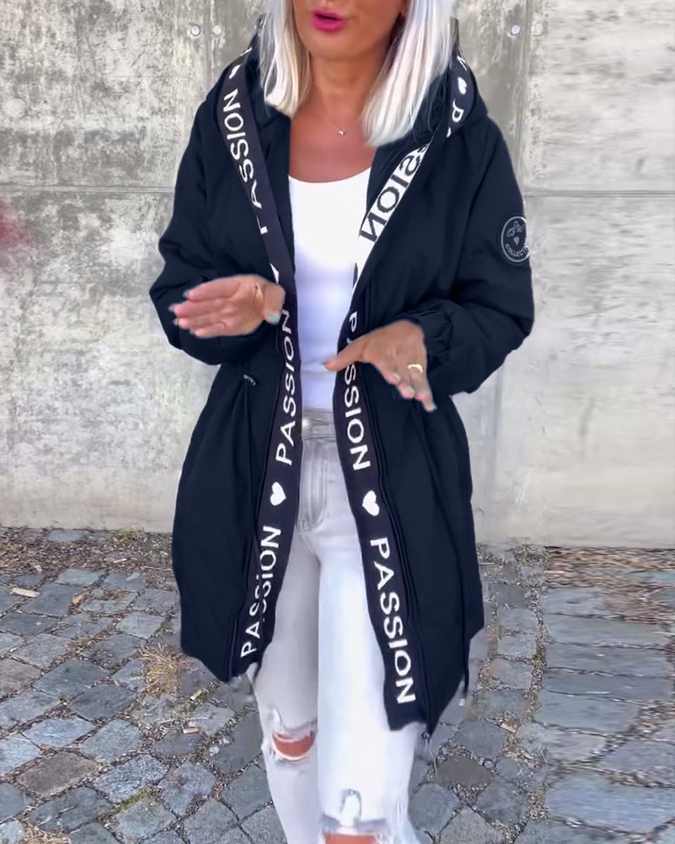 Bonnie: abrigo tipo parka con capucha para mujer y cintura ajustable con cordón