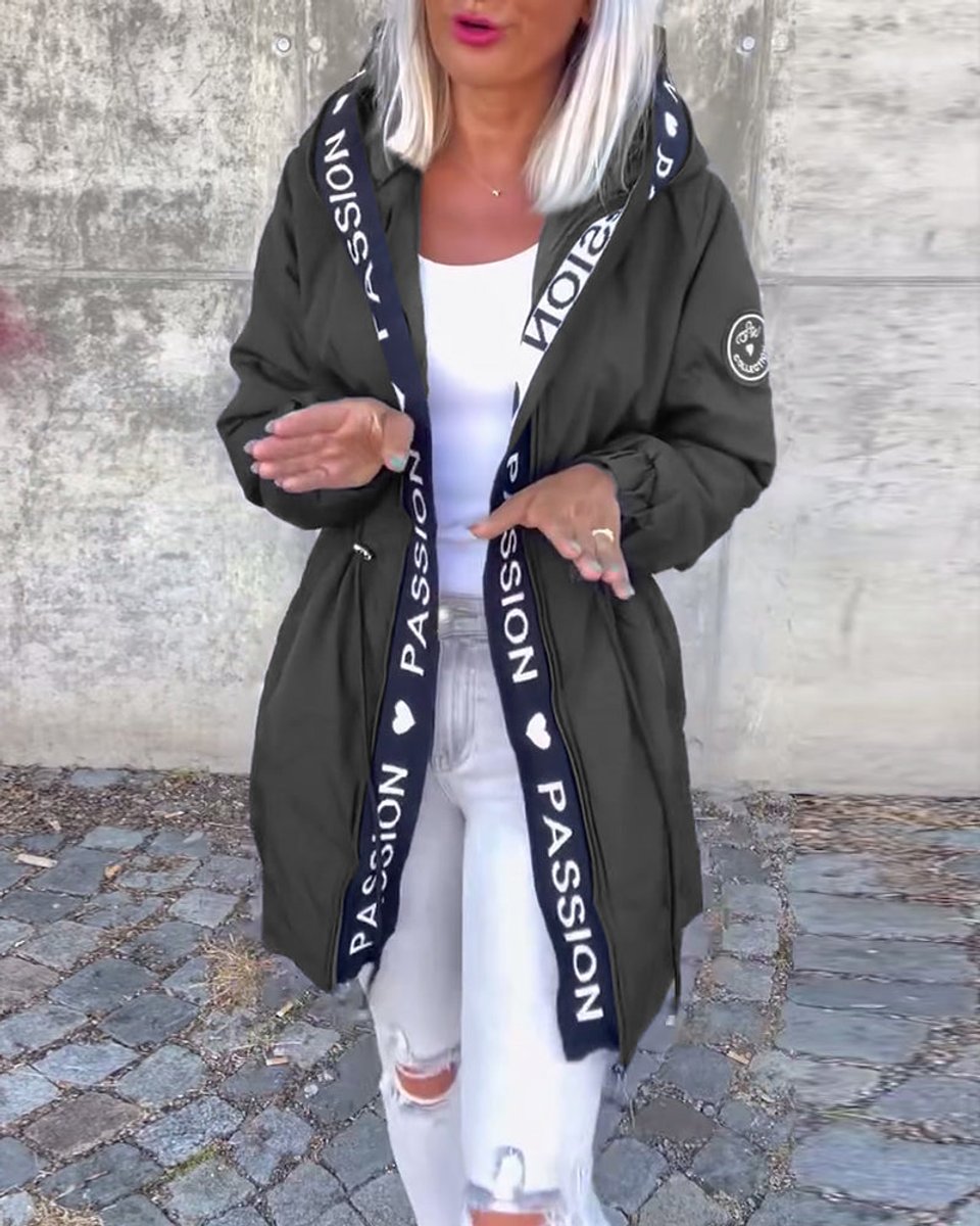 Bonnie: abrigo tipo parka con capucha para mujer y cintura ajustable con cordón