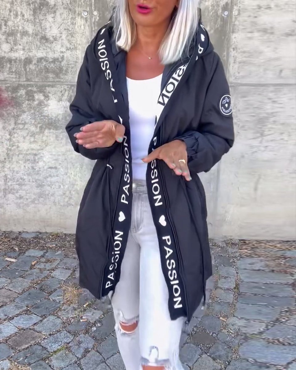 Bonnie: abrigo tipo parka con capucha para mujer y cintura ajustable con cordón