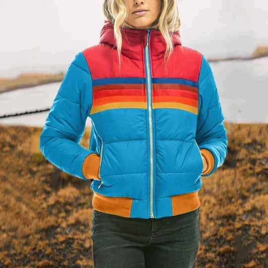 Ally – Doudoune à capuche pour femme à motifs color-block