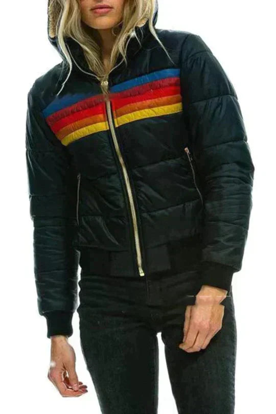 Ally – Doudoune à capuche pour femme à motifs color-block