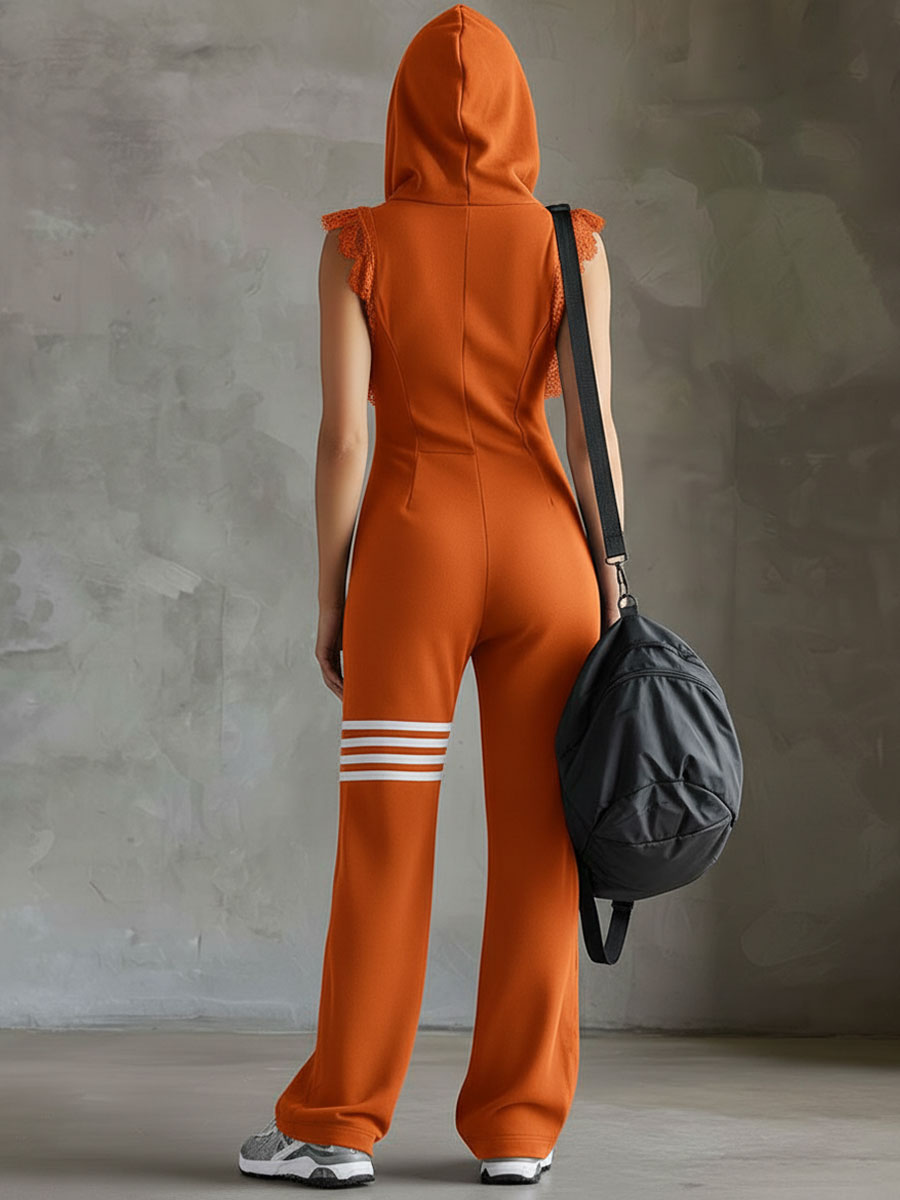 Women's Hooded Sleeveless Jumpsuit with a Zip – view 8