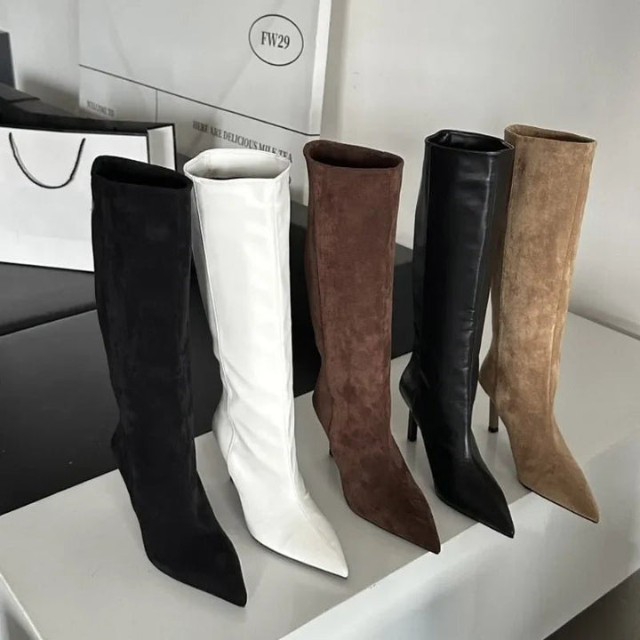 Hazel: botas altas hasta la rodilla para mujer con puntera en punta