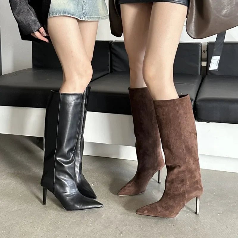 Hazel: botas altas hasta la rodilla para mujer con puntera en punta
