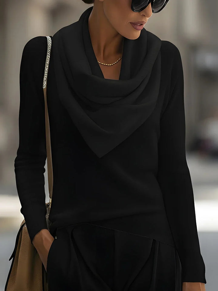 Women's Knitted Top with Draped Cowl Neck