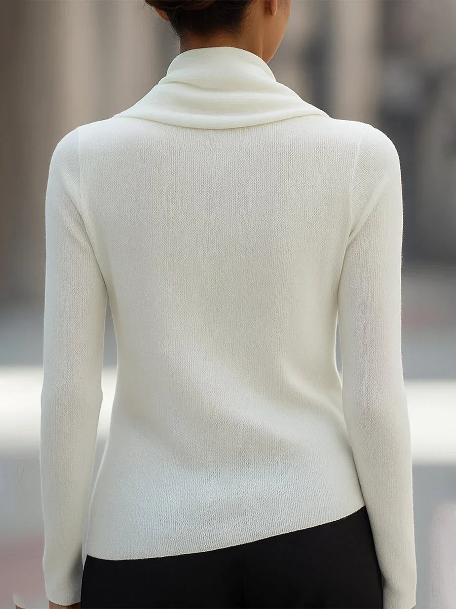 Women's Knitted Top with Draped Cowl Neck