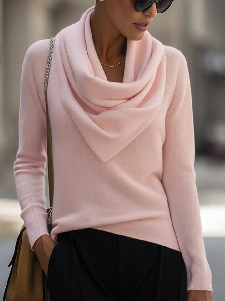 Women's Knitted Top with Draped Cowl Neck