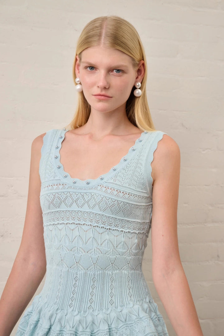 Faith - Vestido midi de punto para mujer con detalle de punto calado