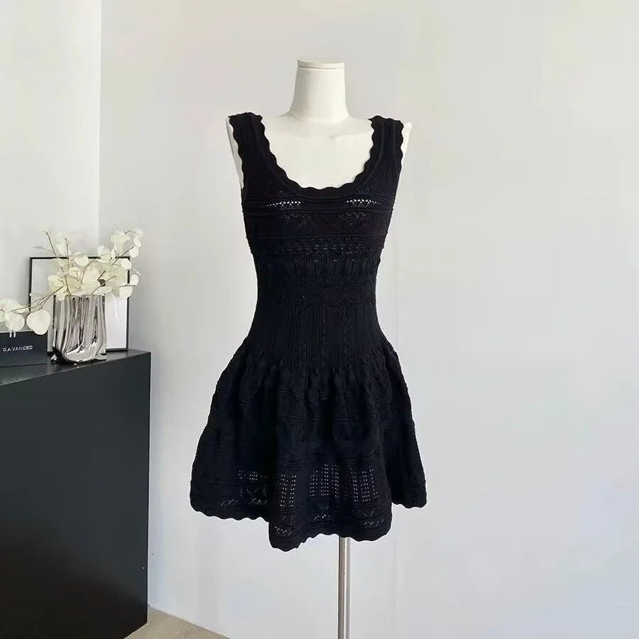 Faith - Vestido midi de punto para mujer con detalle de punto calado
