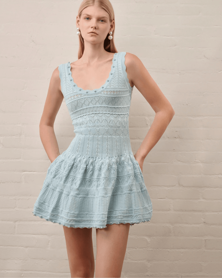 Faith - Vestido midi de punto para mujer con detalle de punto calado