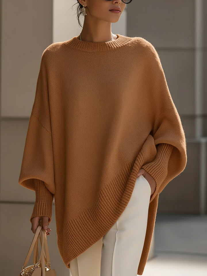 Women's Oversized Batwing Knit Poncho Sweater - photo 6