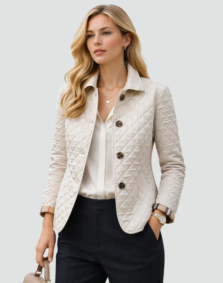 Women's Quilted Coat with Pockets and a Button Front – view 2