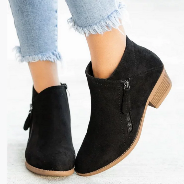 Women's Suede Ankle Boots with Side Zip - photo 3