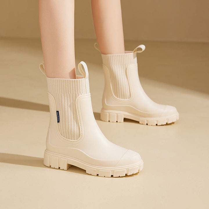 Heather - Botas de lluvia Chelsea impermeables para mujer con suela dentada