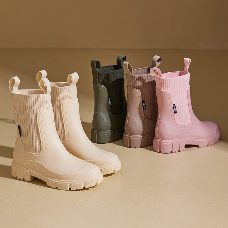 Heather - Botas de lluvia Chelsea impermeables para mujer con suela dentada