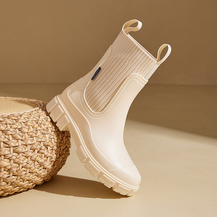 Heather - Botas de lluvia Chelsea impermeables para mujer con suela dentada