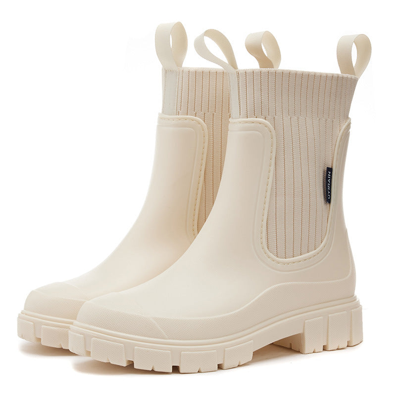 Heather - Botas de lluvia Chelsea impermeables para mujer con suela dentada
