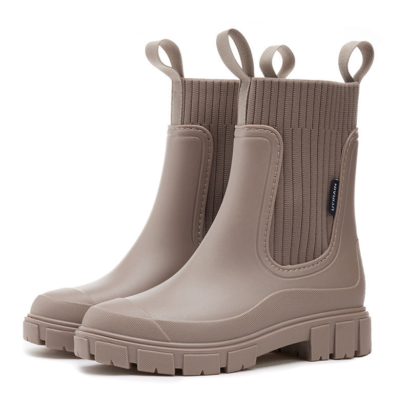 Heather - Botas de lluvia Chelsea impermeables para mujer con suela dentada