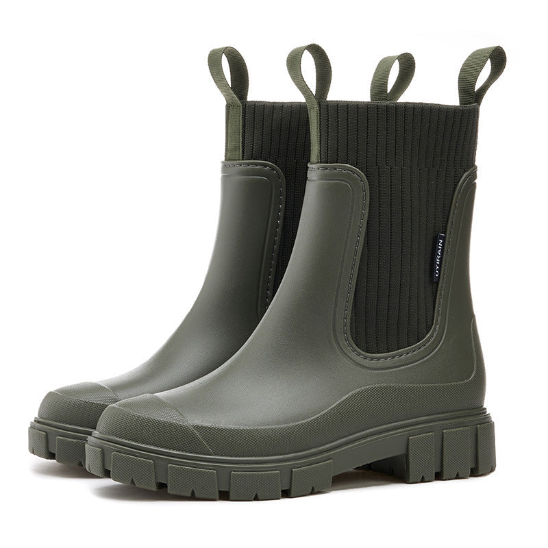 Heather - Botas de lluvia Chelsea impermeables para mujer con suela dentada